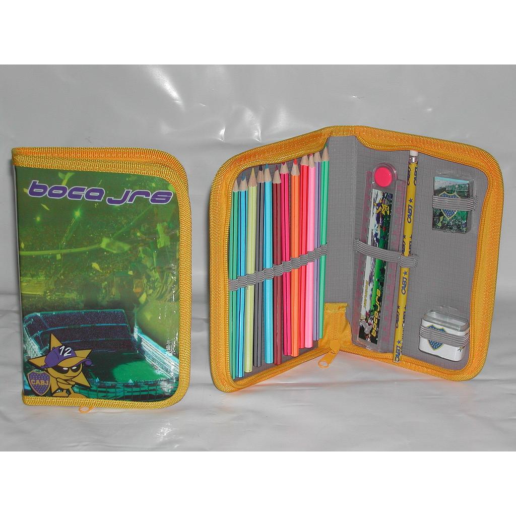 CARTUCHERA BOCA JUNIORS 1 PISO C/UTILES /17 punta