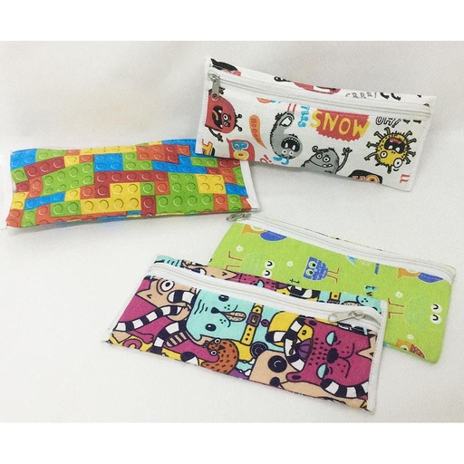 [cartuchera lona ] Cartuchera de lona chica 10x23cm, varios motivos