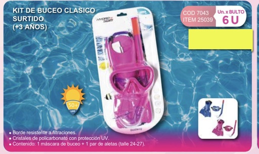 [25039] kit de buceo clasico surtido + 3 años