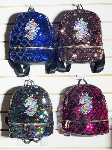 [ba-60019] mochila (dos cierres) con lentejuelas(25x25cm)/30 medio