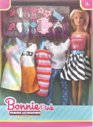 [B608] MUÑECA BONNIE CON VESTIDOS MEDIANA