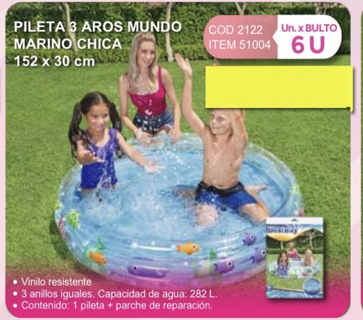 [51004] pileta tres aros mundo marino chica 152 x 30 cm