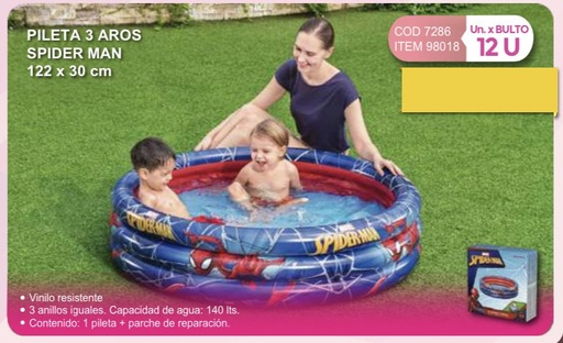 [98018] spider-man pileta 3 aros 122 x 30 cm