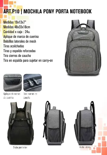 [P10] Mochila Pony porta notebook